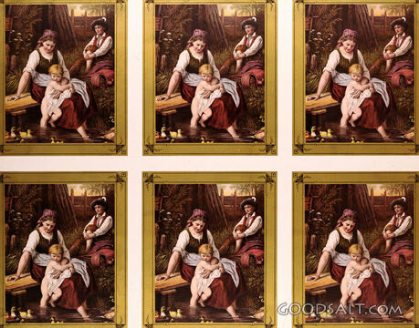 Mother and Child Wading