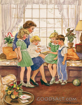Mother Reading to Children