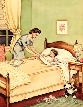 Mother Tucking Boy in Bed