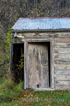 Old wooden shed and door.