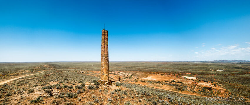 Outback copper mine chimney.