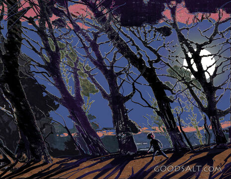 Person Walking Alone in Dark With Scary Shadows