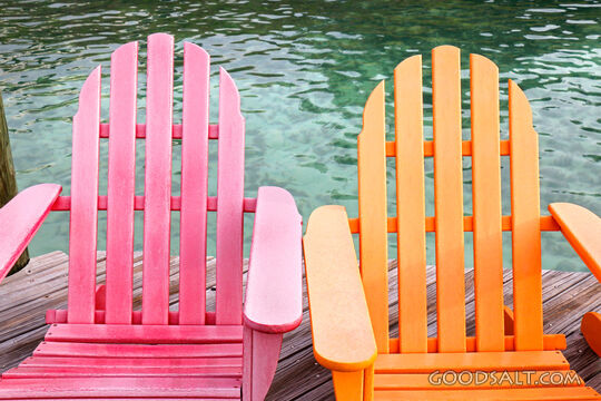 Pink and Orange Adirondack Chairs