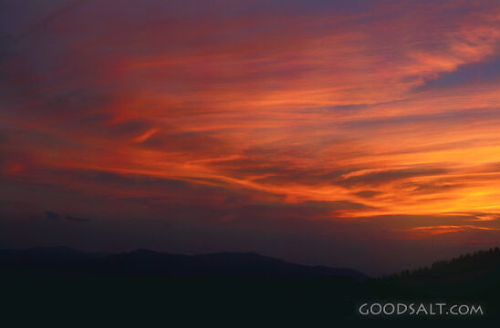 Red Sunset With Streaky Clouds