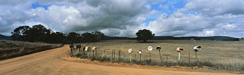 Row of Mail Boxes on Dirt Road