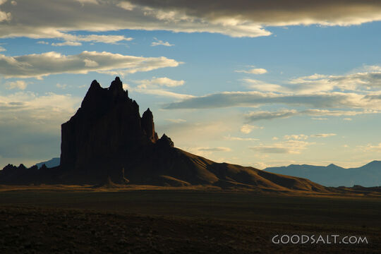 NEW MEXICO. Highway 64 near Shiprock. Ship Rock (7178 ft.) a
