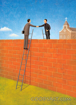 Shaking Hands over Wall