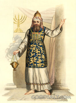 Aaron great high priest with censer smoke incense breastplate lampstand