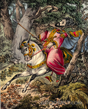 Absalom death head hair caught in oak tree