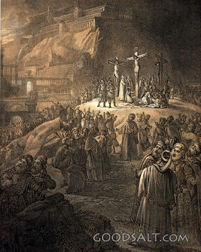 Crucifixion of Jesus three crosses darkness calvary Golgotha