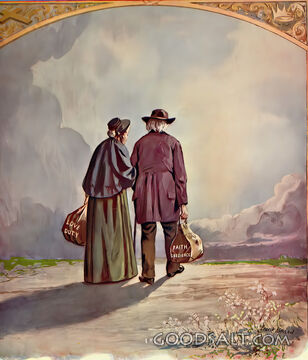 Life's Sunset old couple walk off death coming