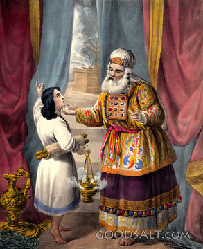 Eli the high priest of Israel with boy Samuel