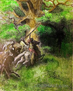 Joab soldiers general kill Absalom death battle spear horses ride vengeance dore