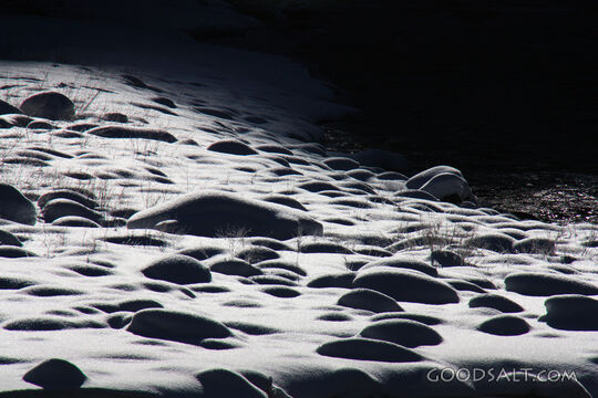 Snow on Rocks With Shadows