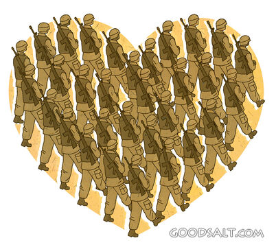 Soildures Marching in Heart Formation