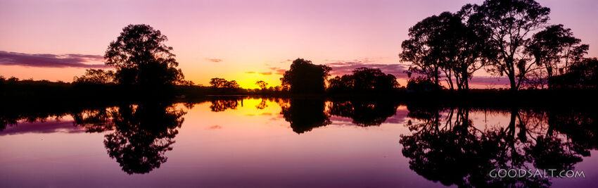 Sunrise ove pink lake.