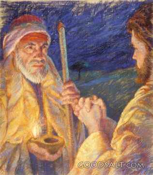 Two Biblical Men Talking With Each Other