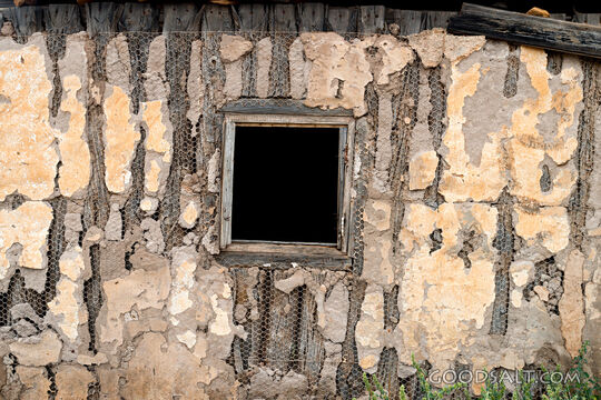 Window on pioneer hut.