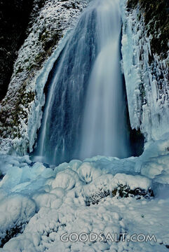 Winter Ice on Wahkeena Falls, Columbia Gorge