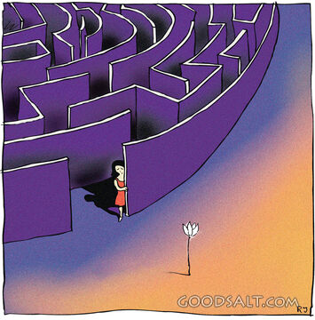 Woman Emerges From Maze