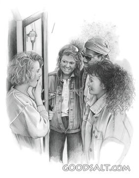 Woman Greets Visitors