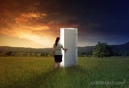 Woman Opening Door
