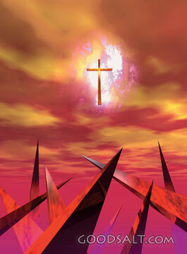 A Cross Shines at Sunset