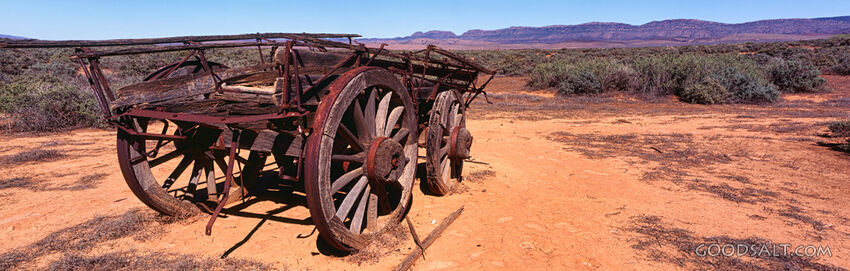 Abandoned wooden dray.