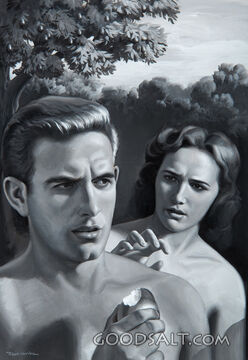 Adam&#039;s Choice 0f Eating Forbidden Fruit  Given Him by  Eve  