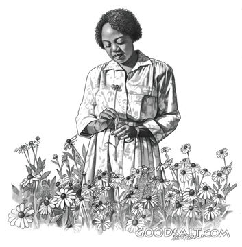 African Woman in a Field of Daisies