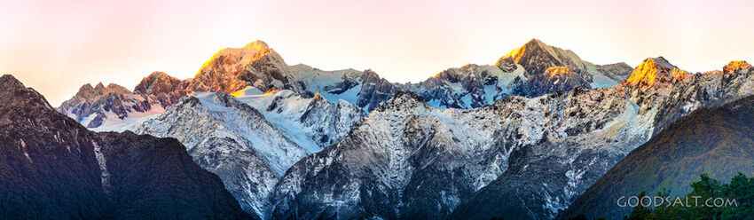 Alpine detail of the snow, ice, rocks  and shapes of massive mountains.