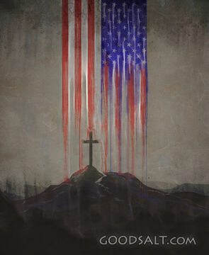 American Flag and Cross