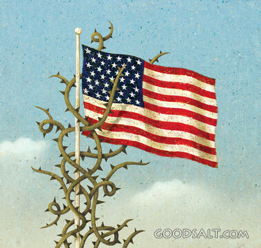 American Flag Being Choked by Thorny Vines