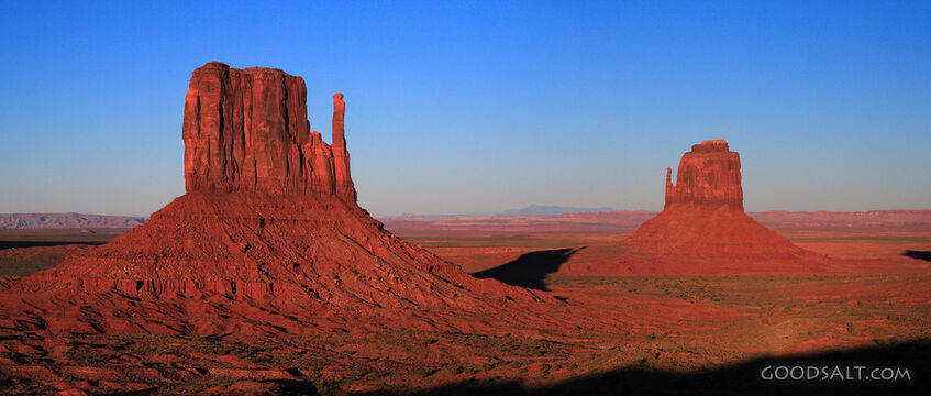 ARIZONA. Monument Valley. Panorama of the sunset on the Mitt