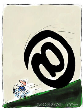 &#039;at&#039; Sign Chasing Man