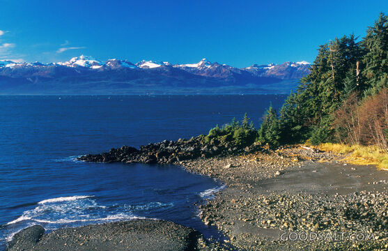Beach and Mountains in Distance