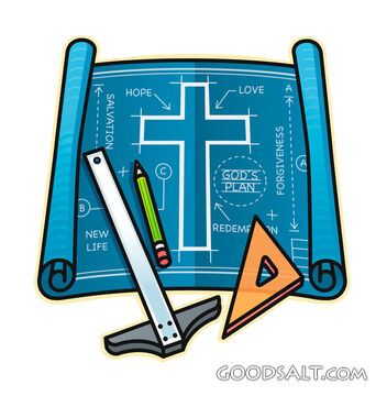 Blueprints With Drafting Tools and Cross