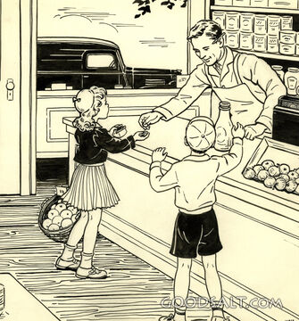 Boy and Girl at Grocer&#039;s