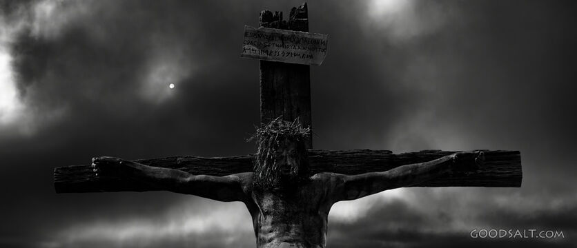 B&W Crucifixion Scene, Close Up Jesus