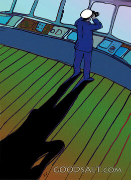 Captain With Binoculars on Ship