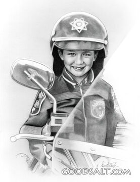 Child in Motorcycle Cop Uniform
