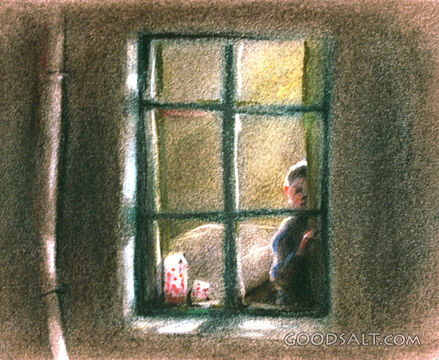 Child Looks Out Window