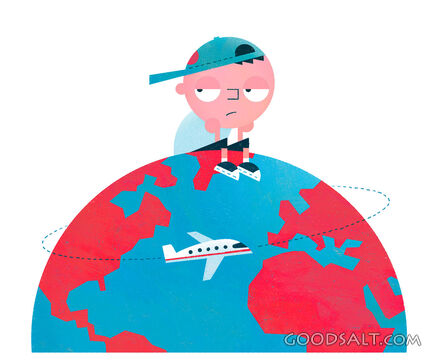 Child Standing on Earth While Plane Circles