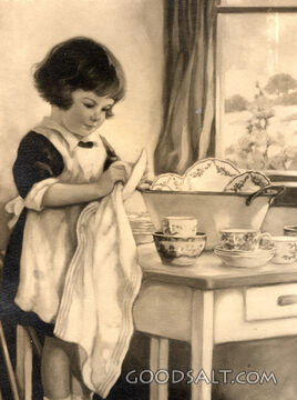 Child Wiping Dishes