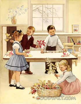 Children Fixing Nature Table