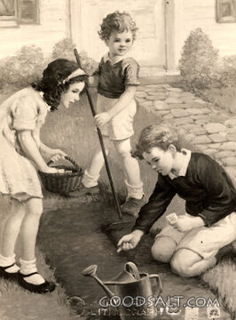 Children Planting a Garden