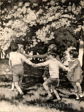 Children Playing Under Trees