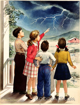 Children Watching Lightning Storm