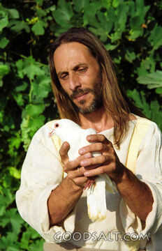 Christ Holding a White Dove Bird
