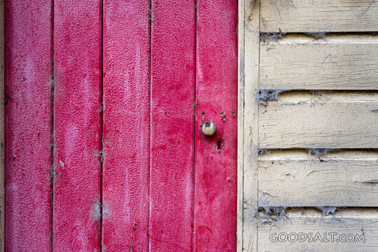 Close-up of old shed door.